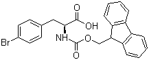 structure of CAS# 198561-04-5, (S)-N-Fmoc-4-Bromophenylalanine;Fmoc-Phe(4-Br)-OH; Fmoc-4-bromo-L-phenylalanine; N-(9-Fluorenylmethoxycarbonyl)-4-bromophenyl-L-alanine