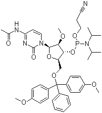 N-Acetyl-5'-O-(4,4-dimethoxytrityl)-2'-O-methylcytidine-3'-(2-cyanoethyl-N,N-diisopropyl)phosphoramidite molecular structure (CAS 199593-09-4)