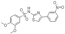 structure of CAS# 199666-03-0, 3,4-Dimethoxy-N-[4-(3-nitrophenyl)-2-thiazolyl]benzenesulfonamide;Ro 61-8048