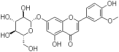 structure of CAS# 19993-32-9, Chrysoeriol 7-O-glucoside;Thermopsoside; 7-O-(beta-D-Glucosyl)chrysoeriol; Termopsoside; Chrysoeriol 7-O-beta-D-glucopyranoside; Chrysoeriol 7-O-beta-D-glucoside; Chrysoeriol 7-O-beta-glucopyranoside; Chrysoeriol 7-glucoside