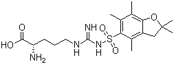 N5-[[[(2,3-Dihydro-2,2,4,6,7-pentamethyl-5-benzofuranyl)sulfonyl]amino]iminomethyl]-D-ornithine molecular structure (CAS 200116-81-0)