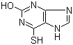 结构式 CAS# 2002-59-7, 2-羟基-6-巯基嘌呤