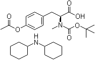 N-[叔丁氧羰基]-N-甲基-O-乙酰基-L-酪氨酸二环己基铵盐分子结构 (CAS 201294-70-4)