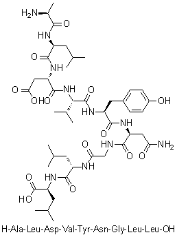 L-丙氨酰-L-亮氨酰-L-alpha-天冬氨酰-L-缬氨酰-L-酪氨酰-L-天冬氨酰胺酰甘氨酰-L-亮氨酰-L-亮氨酸分子结构 (CAS 201935-76-4)