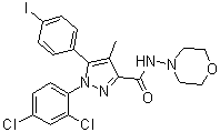 1-(2,4-Dichlorophenyl)-5-(4-iodophenyl)-4-methyl-N-4-morpholinyl-1H-pyrazole-3-carboxamide molecular structure (CAS 202463-68-1)