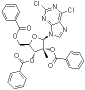 结构式 CAS# 205171-10-4, 2,6-二氯-9-(2,3,5-三-O-苯甲酰基-2-C-甲基-beta-D-呋喃核糖基)-9H-嘌呤