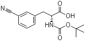 结构式 CAS# 205445-56-3, Boc-D-3-氰基苯丙氨酸; N-叔丁氧羰基-D-3-氰基苯丙氨酸