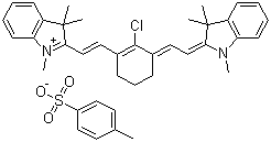 structure of CAS# 205744-92-9, 2-[2-[2-Chloro-3-[(1,3-dihydro-1,3,3-trimethyl-2H-indol-2-ylidene)ethylidene]-1-cyclohexen-1-yl]ethenyl]-1,3,3-trimethyl-3H-indolium salt with 4-methylbenzenesulfonic acid;2-[2-[2-Chloro-3-[2-(1,3-dihydro-1,3,3-trimethyl-2H-indol-2-ylidene)ethylidene]-1-cyclohexen-1-yl]ethnyl]-1,3,3-trimethyl-3H-indolium 4-methylbenzenesulfonate