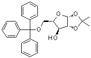 1,2-O-(异丙亚基)-5-O-(三苯基甲基)-alpha-D-呋喃木糖分子结构 (CAS 20590-53-8)