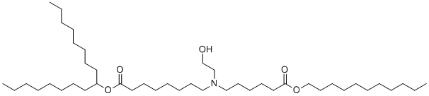 structure of CAS# 2089251-47-6, 1-Octylnonyl 8-[(2-hydroxyethyl)[6-oxo-6-(undecyloxy)hexyl]amino]octanoate;SM-102