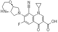 structure of CAS# 209342-40-5, Finafloxacin;8-Cyano-1-cyclopropyl-6-fluoro-7-[(4aS,7aS)-hexahydropyrrolo[3,4-b]-1,4-oxazin-6(2H)-yl]-1,4-dihydro-4-oxo-3-quinolinecarboxylic acid; Xtoro
