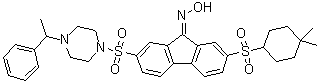 2-[(4,4-Dimethylcyclohexyl)sulfonyl]-7-[[4-(1-phenylethyl)-1-piperazinyl]sulfonyl]-9H-fluoren-9-one oxime molecular structure (CAS 2093565-23-0)