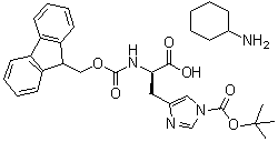 结构式 CAS# 210755-31-0, (2R)-2-(芴甲氧羰基氨基)-3-[1-[(2-甲基丙烷-2-基)氧羰基]咪唑-4-基]丙酸环己胺盐