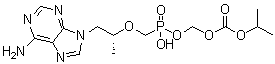 structure of CAS# 211364-69-1, Tenofovir monoisoproxil;(8R)-9-(6-Amino-9H-purin-9-yl)-5-hydroxy-8-methyl-2,4,7-trioxa-5-phosphanonanoic acid 1-methylethyl ester 5-oxide