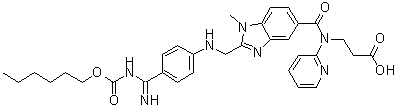 结构式 CAS# 212321-78-3, N-[[2-[[[4-[[[(己氧基)羰基]氨基]亚氨基甲基]苯基]氨基]甲基]-1-甲基-1H-苯并咪唑-5-基]羰基]-N-2-吡啶基-beta-丙氨酸