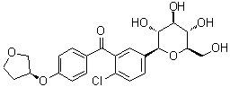 (2-Chloro-5-((2S,3R,4R,5S,6R)-3,4,5-trihydroxy-6-(hydroxymethyl)tetrahydro-2H-pyran-2-yl)phenyl)(4-(((S)-tetrahydrofuran-3-yl)oxy)phenyl)methanone molecular structure (CAS 2125472-55-9)