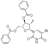 结构式 CAS# 213136-12-0, 5-溴-1-(3,5-二-O-苯甲酰基-2-脱氧-2-氟-beta-D-阿拉伯呋喃糖基)-2,4(1H,3H)-嘧啶二酮
