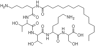 N2-(1-Oxohexadecyl)-L-lysyl-L-threonyl-L-threonyl-L-lysyl-L-serine molecular structure (CAS 214047-00-4)