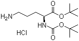structure of CAS# 214629-97-7, N-[(1,1-Dimethylethoxy)carbonyl]-L-ornithine tert-butyl ester hydrochloride