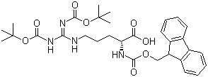 结构式 CAS# 214852-34-3, N-[(9H-芴-9-基甲基)羰基]-N',N''-二[叔丁氧羰基]-D-精氨酸