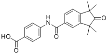 structure of CAS# 215307-86-1, 4-[(1,1,3,3-Tetramethyl-2-oxoindene-5-carbonyl)amino]benzoic acid;BMS 753