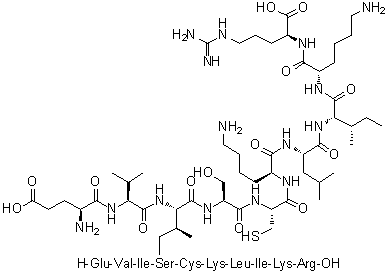 L-alpha-Glutamyl-L-valyl-L-isoleucyl-L-seryl-L-cysteinyl-L-lysyl-L-leucyl-L-isoleucyl-L-lysyl-L-arginine molecular structure (CAS 215530-58-8)