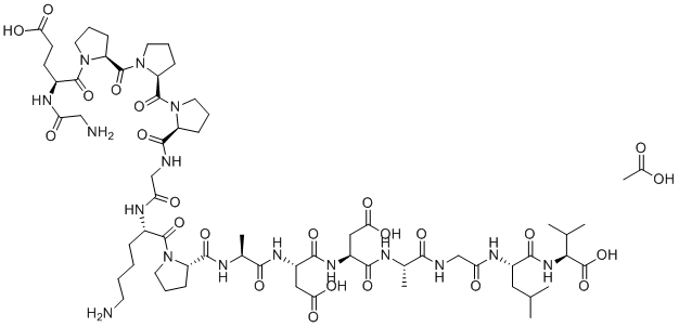 Glycyl-L-a-glutamyl-L-prolyl-L-prolyl-L-prolylglycyl-L-lysyl-L-prolyl-L-alanyl-L-a-aspartyl-L-a-aspartyl-L-alanylglycyl-L-leucyl-L-valine acetate (1:1) molecular structure (CAS 216441-37-1)