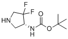structure of CAS# 2165991-49-9, tert-Butyl N-[(3R)-4,4-difluoropyrrolidin-3-yl]carbamate