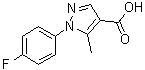structure of CAS# 217073-76-2, 1-(4-Fluorophenyl)-5-methyl-1H-pyrazole-4-carboxylic acid