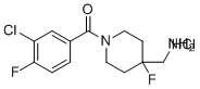 1-[1-(3-Chloro-4-fluorobenzoyl)-4-fluoropiperidin-4-yl]methanamine hydrochloride molecular structure (CAS 2173992-07-7)