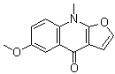 structure of CAS# 2181-84-2, 6-Methoxy-9-methylfuro[2,3-b]quinolin-4(9H)-one;6-Methoxyisodictamnine; Isopteleine