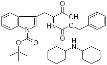 1-[叔丁氧羰基]-N-[苄氧羰基]-L-色氨酸二环己铵盐分子结构 (CAS 218938-57-9)