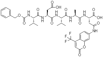 N-[(Phenylmethoxy)carbonyl]-L-valyl-L-alpha-aspartyl-L-valyl-L-alanyl-N-[2-oxo-4-(trifluoromethyl)-2H-1-benzopyran-7-yl]-L-alpha-asparagine molecular structure (CAS 219138-08-6)