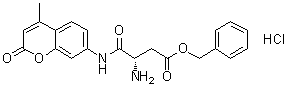 structure of CAS# 219138-15-5, (3S)-3-Amino-4-[(4-methyl-2-oxo-2H-1-benzopyran-7-yl)amino]-4-oxobutanoic acid phenylmethyl ester monohydrochloride