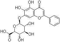 structure of CAS# 21967-41-9, Baicalin;Baicalein 7-O-glucuronide; 5,6-Dihydroxy-4-oxygen-2-phenyl-4H-1-benzopyran-7-beta-D-glucopyranose acid