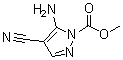 structure of CAS# 220131-57-7, 5-Amino-4-cyano-1H-pyrazole-1-carboxylic acid methyl ester