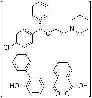 2-[(6-Hydroxy[1,1'-biphenyl]-3-yl)carbonyl]benzoic acid compd. with 1-[2-[(S)-(4-chlorophenyl)phenylmethoxy]ethyl]piperidine molecular structure (CAS 220329-19-1)