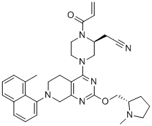 结构式 CAS# 2206736-04-9, 2-[(2S)-4-[7-(8-甲基萘-1-基)-2-[[(2S)-1-甲基吡咯烷-2-基]甲氧基]-6,8-二氢-5H-吡啶并[3,4-d]嘧啶-4-基]-1-丙-2-烯酰基哌嗪-2-基]乙腈