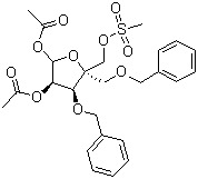4-(Methanesulfonyloxymethyl)-1,2-O-diacetoxy-3,5-O-dibenzyl-alpha-D-erythro-pentofuranose molecular structure (CAS 221229-65-8)