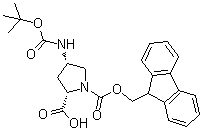结构式 CAS# 221352-74-5, (2S,4S)-4-[[叔丁氧羰基]氨基]-1,2-吡咯烷二甲酸 1-(9H-芴-9-基甲基)酯