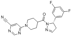 结构式 CAS# 2226735-55-1, (S)-6-(4-(5-(3,5-二氟苯基)-4,5-二氢-1H-吡唑-1-羰基)哌啶-1-基)嘧啶-4-甲腈