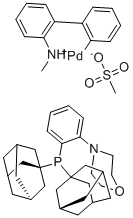 [4-[2-[bis(tricyclo[3.3.1.13,7]dec-1-yl)phosphino-κP]phenyl]morpholine](methanesulfonato-κO)[2'-(methylamino-κN)[1,1'-biphenyl]-2-yl-κC]-Palladium molecular structure (CAS 2230788-66-4)
