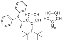 (S)-1-[(RP)-2-(Di-tert-butylphosphino)ferrocenyl]ethyldiphenylphosphine molecular structure (CAS 223121-01-5)