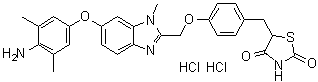 5-[[4-[[6-(4-Amino-3,5-dimethylphenoxy)-1-methyl-1H-benzimidazol-2-yl]methoxy]phenyl]methyl]-2,4-thiazolidinedione dihydrochloride molecular structure (CAS 223132-38-5)