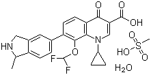 structure of CAS# 223652-90-2, Garenoxacin mesylate hydrate;1-Cyclopropyl-8-(difluoromethoxy)-7-[(1R)-2,3-dihydro-1-methyl-1H-isoindol-5-yl]-1,4-dihydro-4-oxo-3-quinolinecarboxylic acid methanesulfonate hydrate
