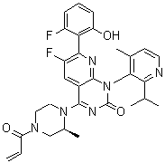 6-Fluoro-7-(2-fluoro-6-hydroxyphenyl)-1-[4-methyl-2-(1-methylethyl)-3-pyridinyl]-4-[(2S)-2-methyl-4-(1-oxo-2-propen-1-yl)-1-piperazinyl]-pyrido[2,3-d]pyrimidin-2(1H)-one molecular structure (CAS 2252403-56-6)