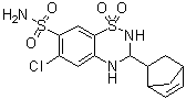 structure of CAS# 2259-96-3, Cyclothiazide;6-Chloro-3-(5-norbornen-2-yl)-7-sulfamoyl-3,4-dihydro-2H-1,2,4-benzothiadiazine-1,1-dioxide; Anhydron; Aquirel; Cyclothiazide; Doburil; Fluidil; Lilly 35483; MDi 193; Renazide; Valmiran