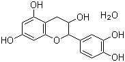 结构式 CAS# 225937-10-0, (+)-儿茶精; (+)-儿茶素(一水物); (2R,3S)-2-(3,4-二羟基苯基)-3,4-二氢-1(2H)-苯并吡喃-3,5,7-三醇一水物