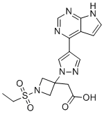 structure of CAS# 2271228-52-3, Baricitinib Acetic Acid Impurity;{1-(Ethylsulfonyl)-3-[4-(7H-pyrrolo[2,3-d]pyrimidin-4-yl)-1H-pyrazol-1-yl]-3-azetidinyl}acetic acid