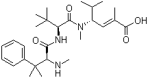 结构式 CAS# 228266-40-8, Taltobulin; N,beta,beta-三甲基-L-苯基丙氨酰基-N-[(1S,2E)-3-羧基-1-(1-甲基乙基)-2-丁烯基]-N,3-二甲基-L-缬氨酰胺